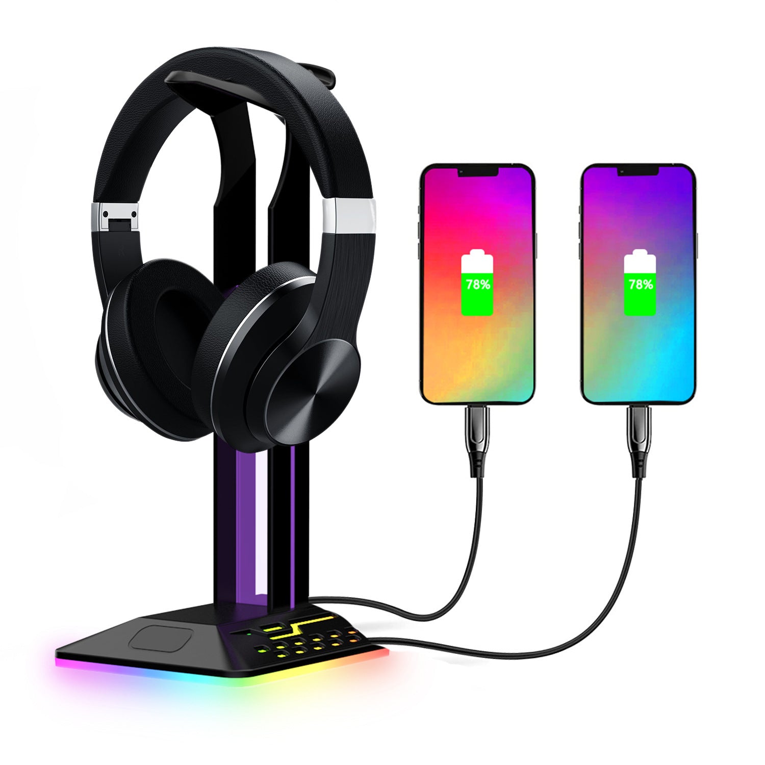 Soporte Auriculares Gaming RGB con Base Antideslizante