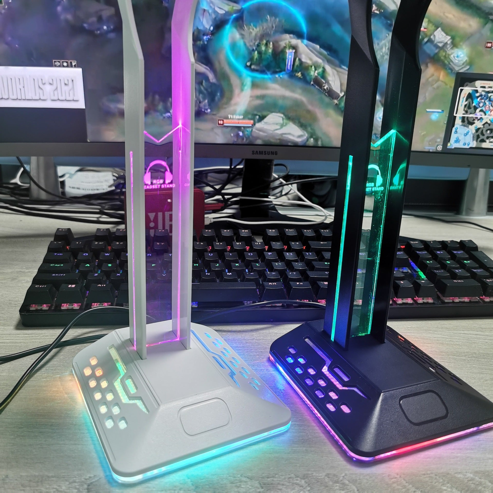 Soporte Auriculares Gaming RGB con Base Antideslizante