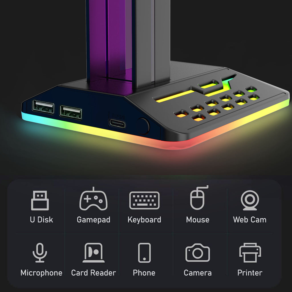Soporte Auriculares Gaming RGB con Base Antideslizante