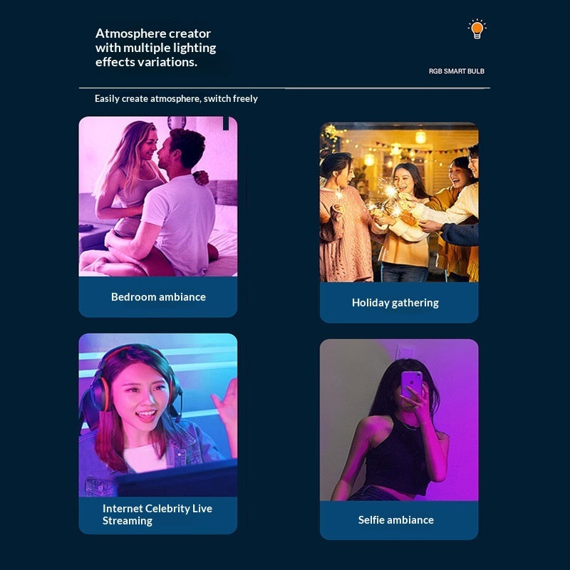 Bombilla LED  E27 Inteligente RGB con Control App – Iluminación Ambiente para Setup Gaming