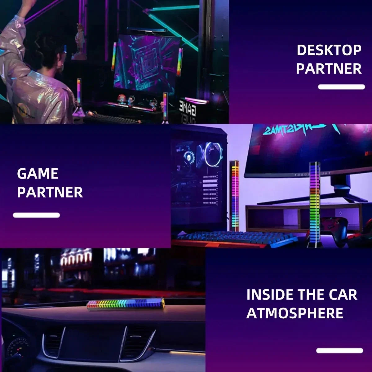 Barra LED RGB que Reacciona a la Música - Iluminación Setup Gaming con App y Ritmo