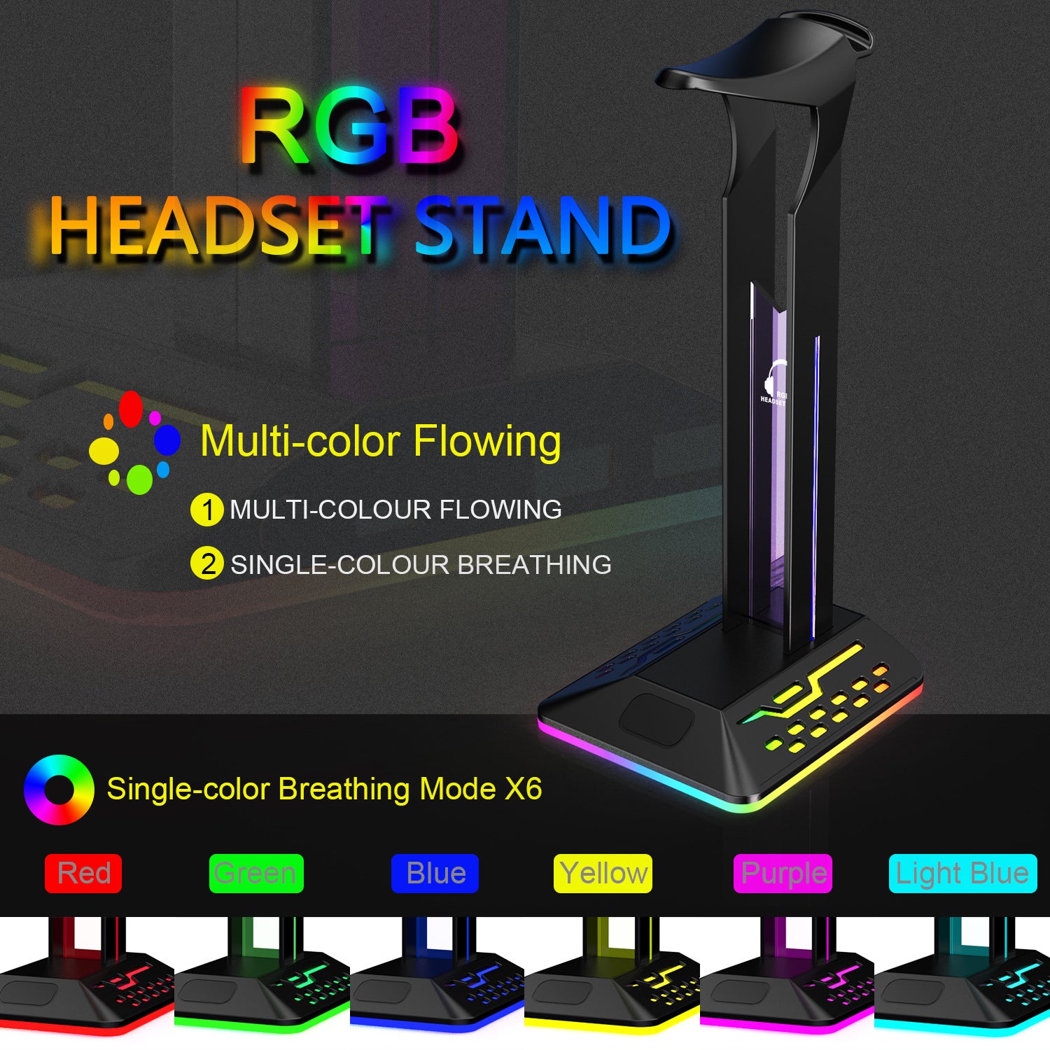 Soporte Auriculares Gaming RGB con Base Antideslizante