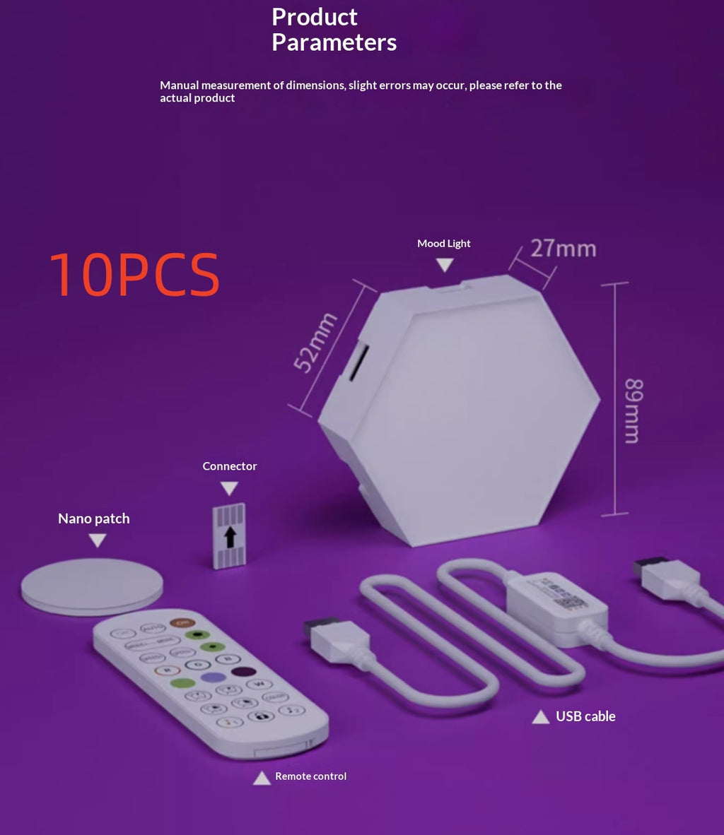 Paneles LED Hexagonales RGB con Control por App y Música