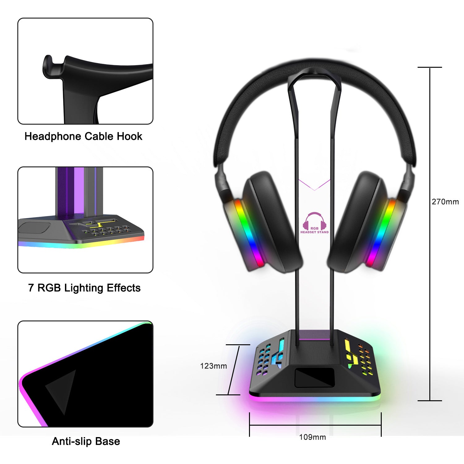 Soporte Auriculares Gaming RGB con Base Antideslizante